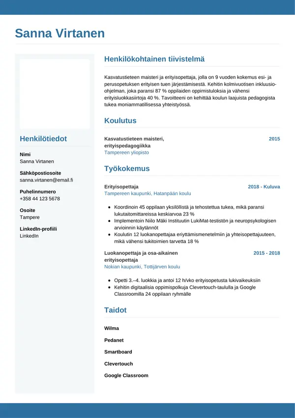 CV-pohja — Tyyli 9