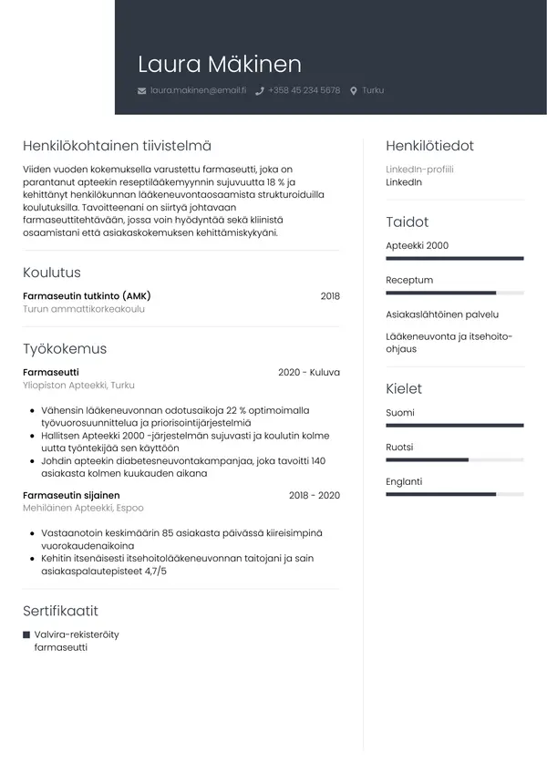 CV-pohja — Tyyli 1