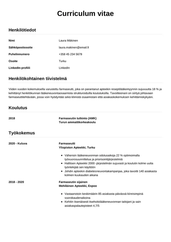 CV-pohja — Tyyli 12