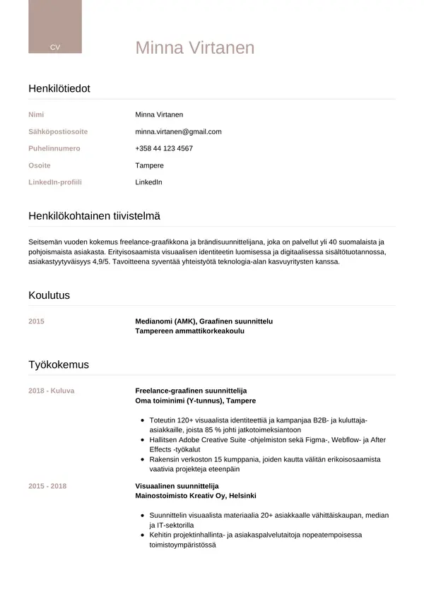 CV-pohja — Tyyli 6