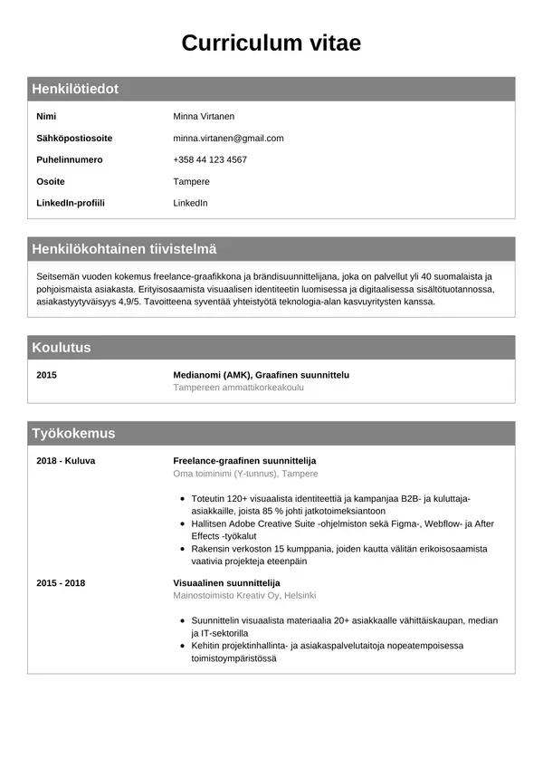 CV-pohja — Tyyli 7