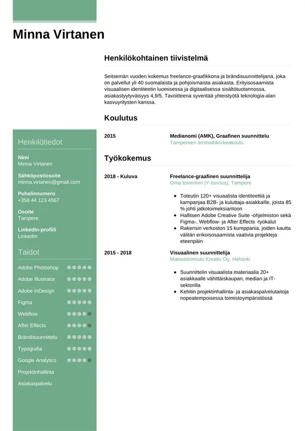 CV-pohja — Tyyli 8