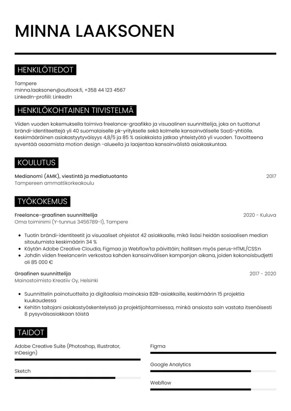 CV-pohja — Tyyli 11