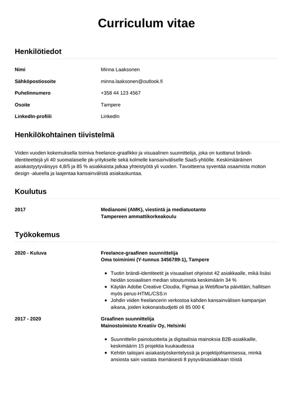 CV-pohja — Tyyli 12