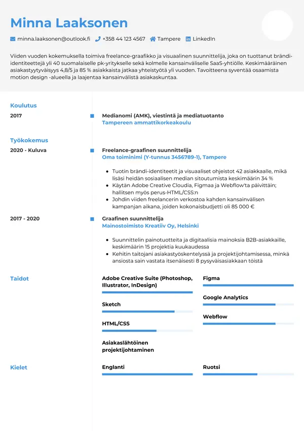 CV-pohja — Tyyli 2