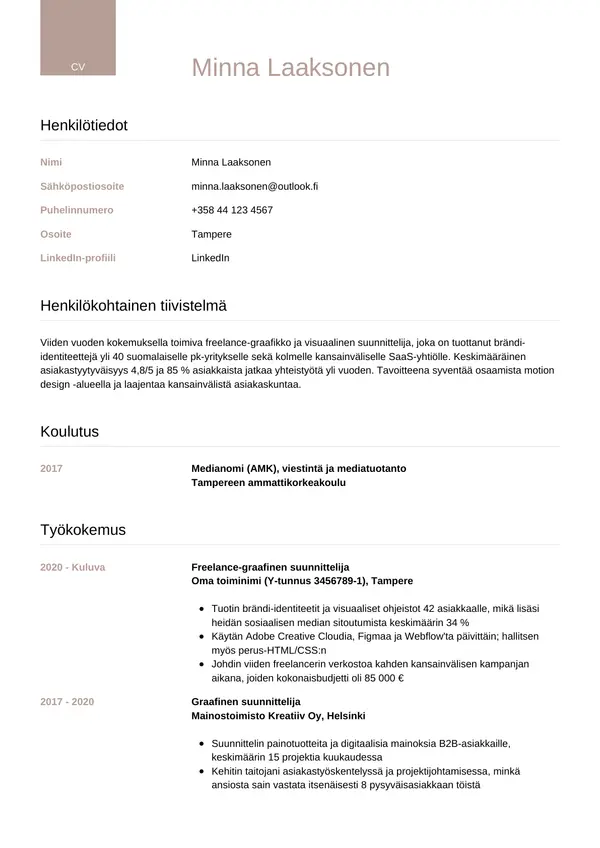 CV-pohja — Tyyli 6