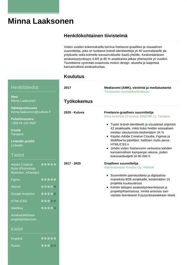 CV-pohja — Tyyli 8