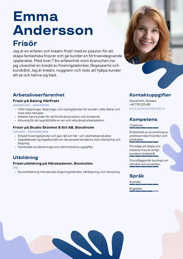 Frisor CV-pohja — Tyyli 2
