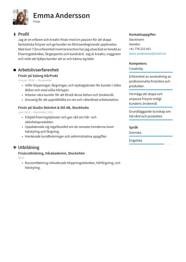 Frisor CV-pohja — Tyyli 4
