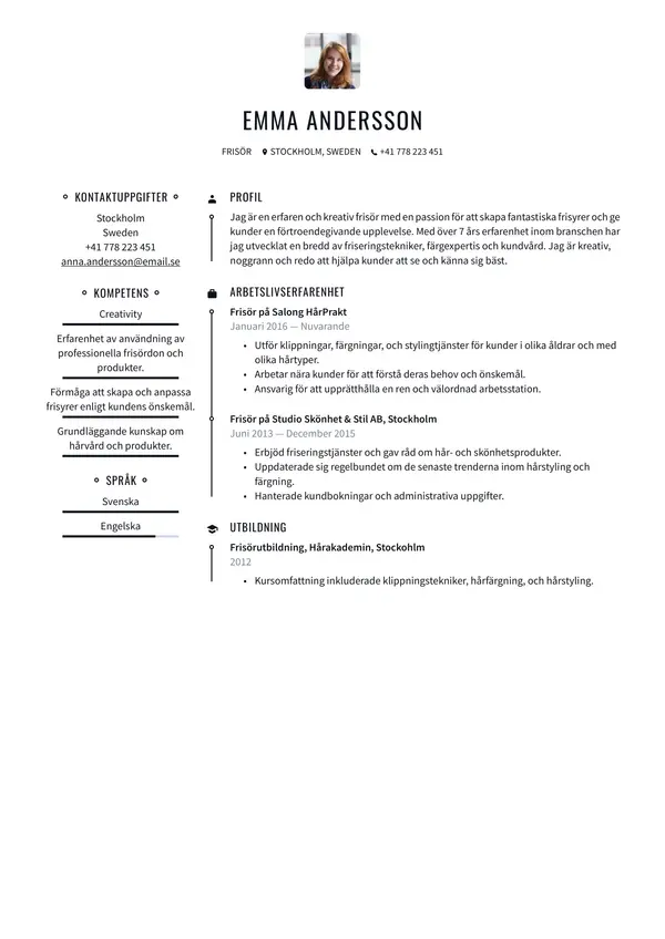Frisor CV-pohja — Tyyli 5