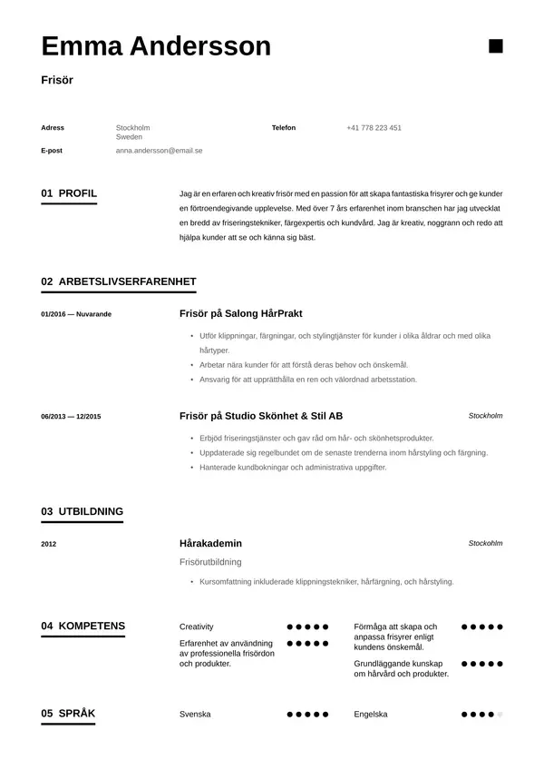 Frisor CV-pohja — Tyyli 7