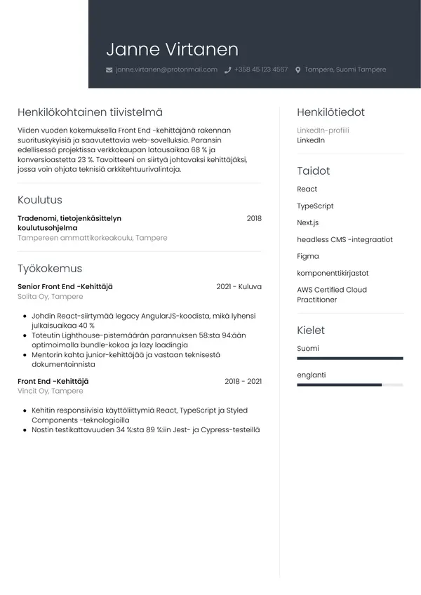 CV template Tyyli 1