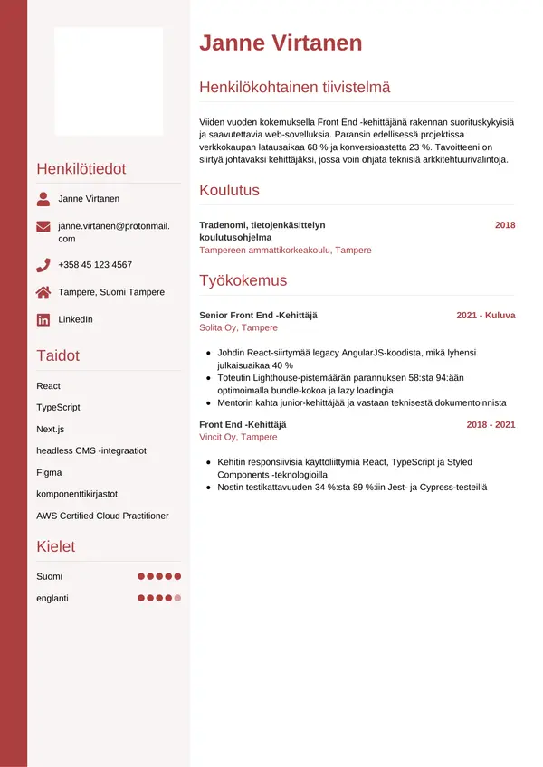 CV-pohja — Tyyli 10