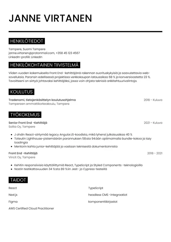 CV-pohja — Tyyli 11