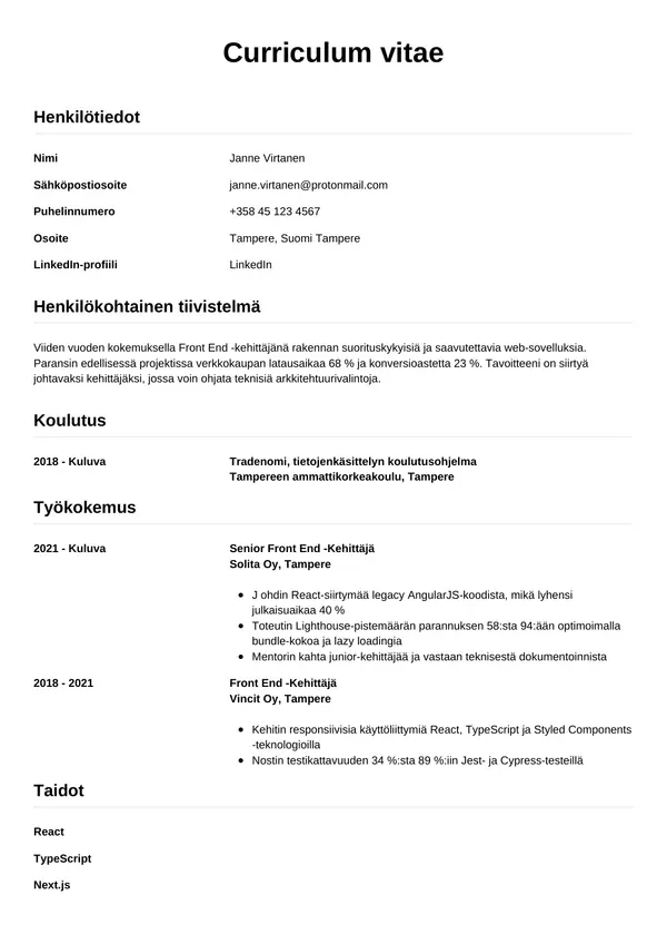 CV-pohja — Tyyli 12