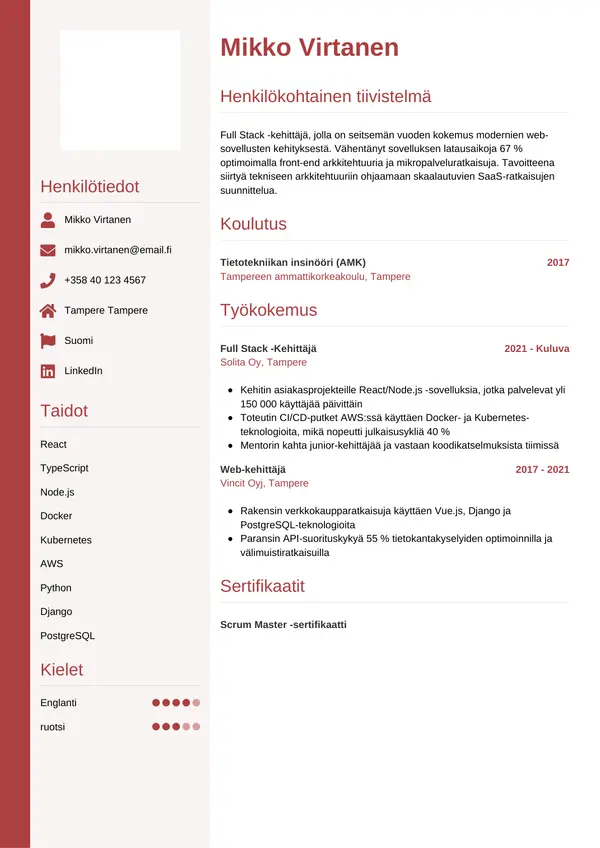 CV-pohja — Tyyli 10