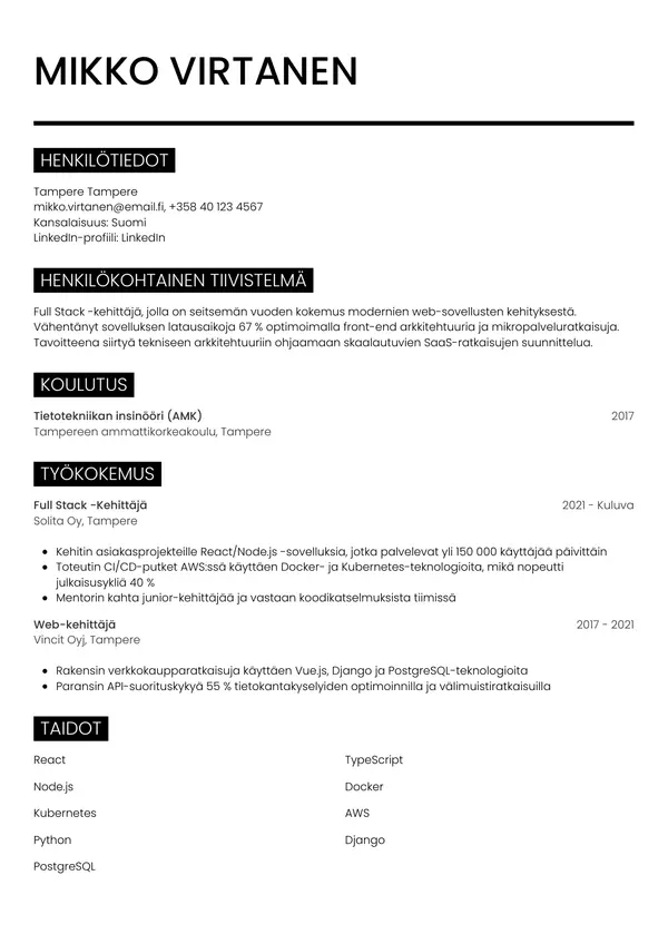 CV-pohja — Tyyli 11