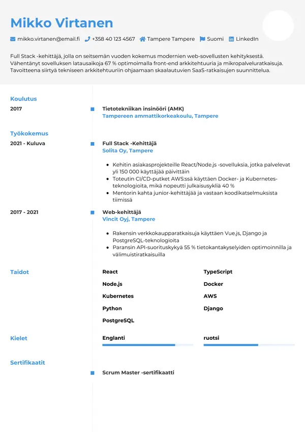 CV-pohja — Tyyli 2