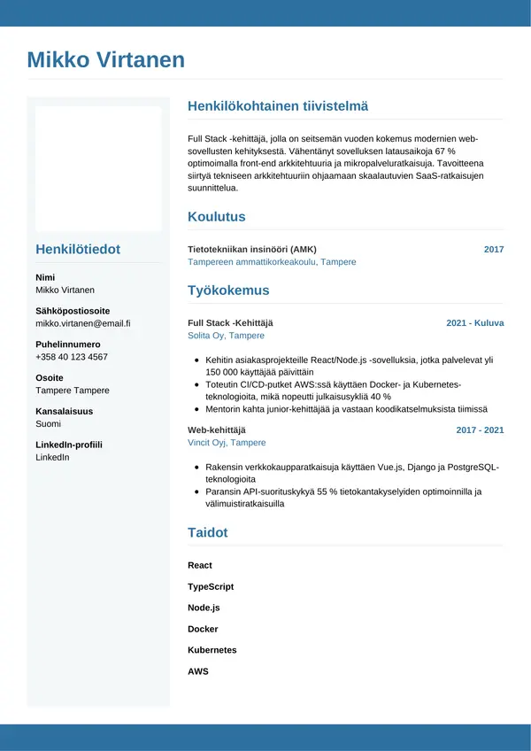 CV-pohja — Tyyli 9