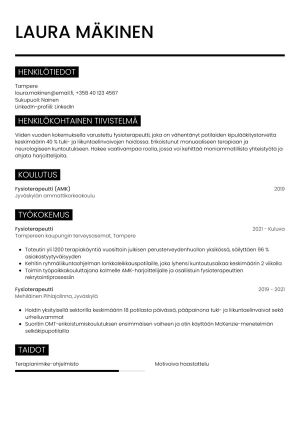 CV-pohja — Tyyli 11