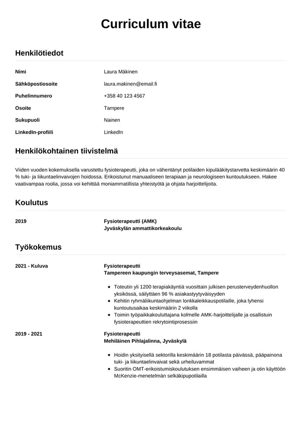 CV-pohja — Tyyli 12