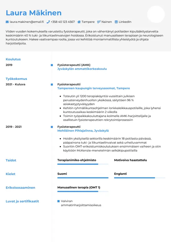 CV template Tyyli 2
