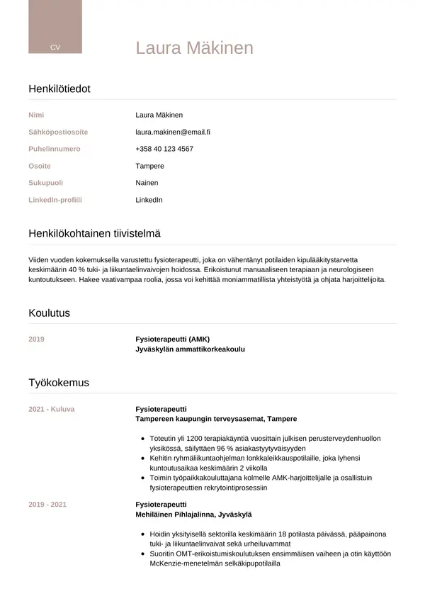 CV-pohja — Tyyli 6