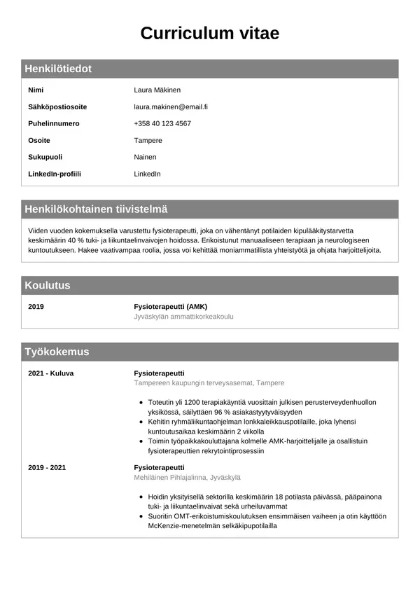 CV-pohja — Tyyli 7