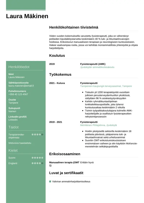 CV-pohja — Tyyli 8