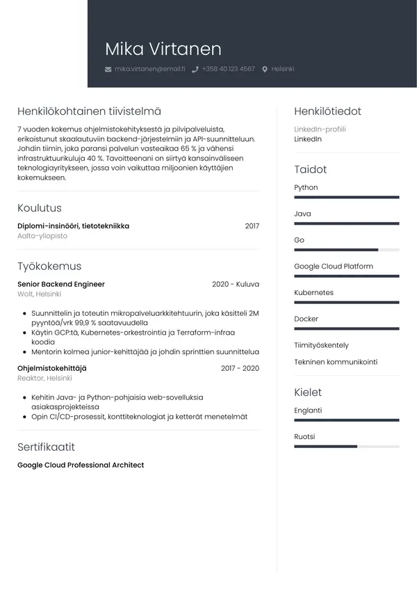 CV template Tyyli 1