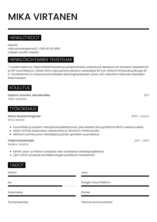 CV-pohja — Tyyli 11