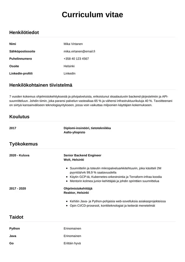 CV-pohja — Tyyli 12