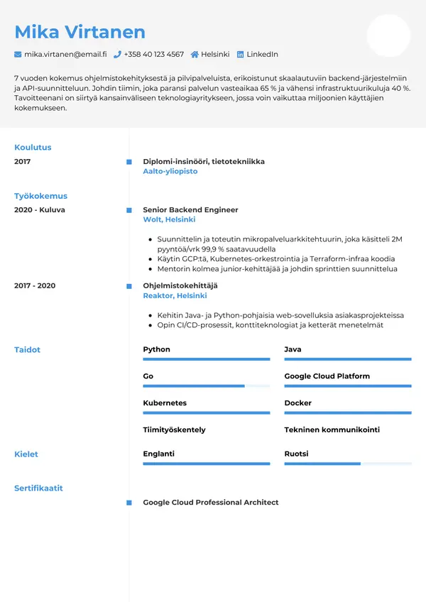 CV-pohja — Tyyli 2
