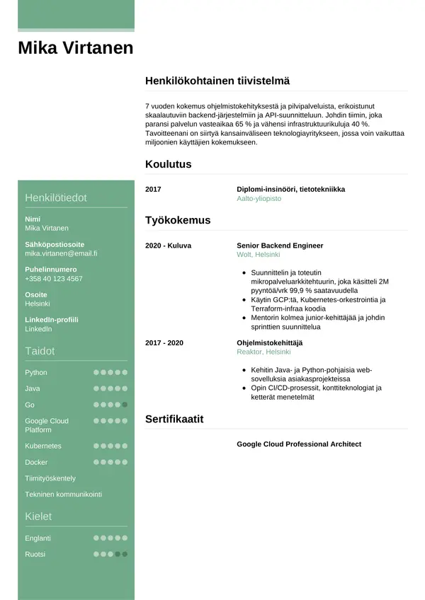 CV-pohja — Tyyli 8