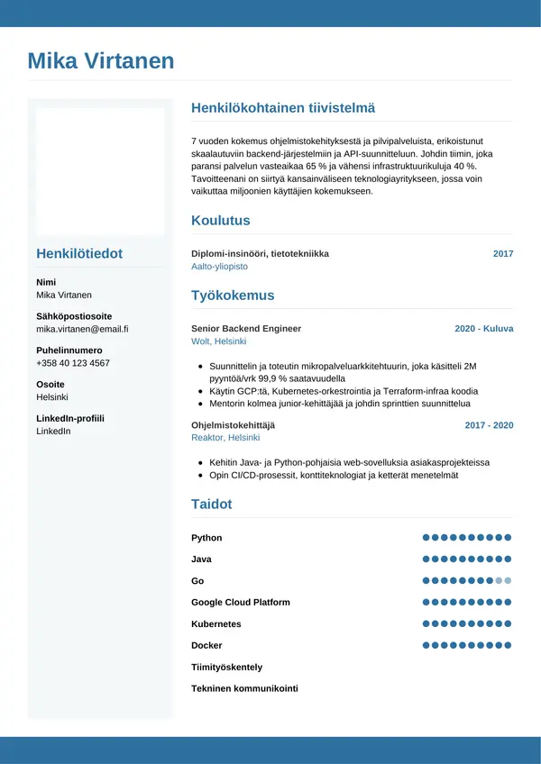 CV-pohja — Tyyli 9