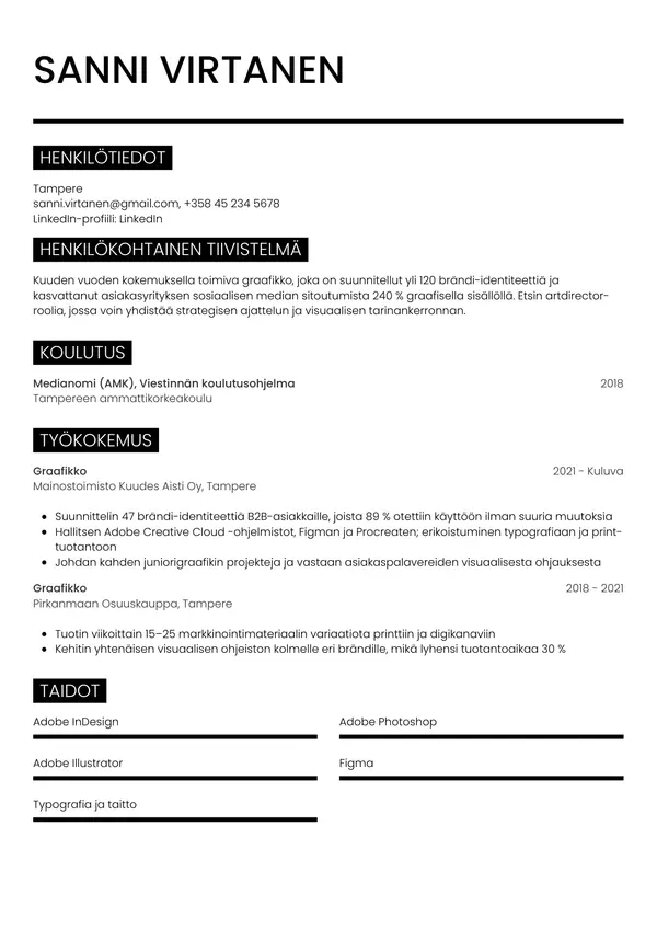 CV-pohja — Tyyli 11