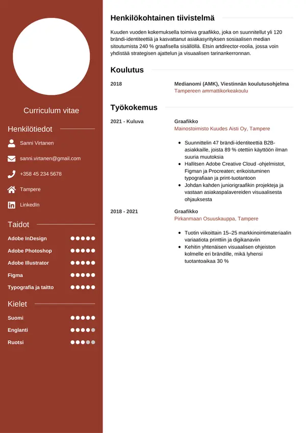 CV-pohja — Tyyli 5