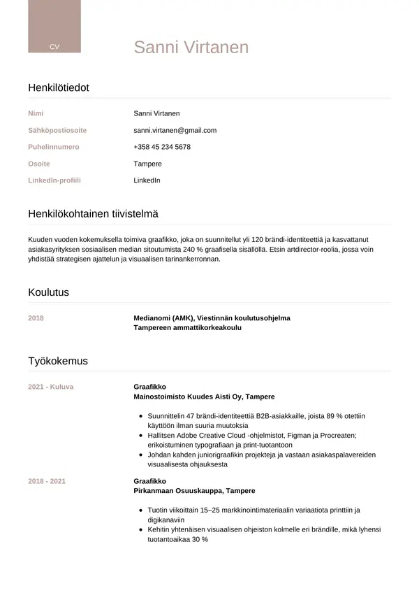 CV-pohja — Tyyli 6