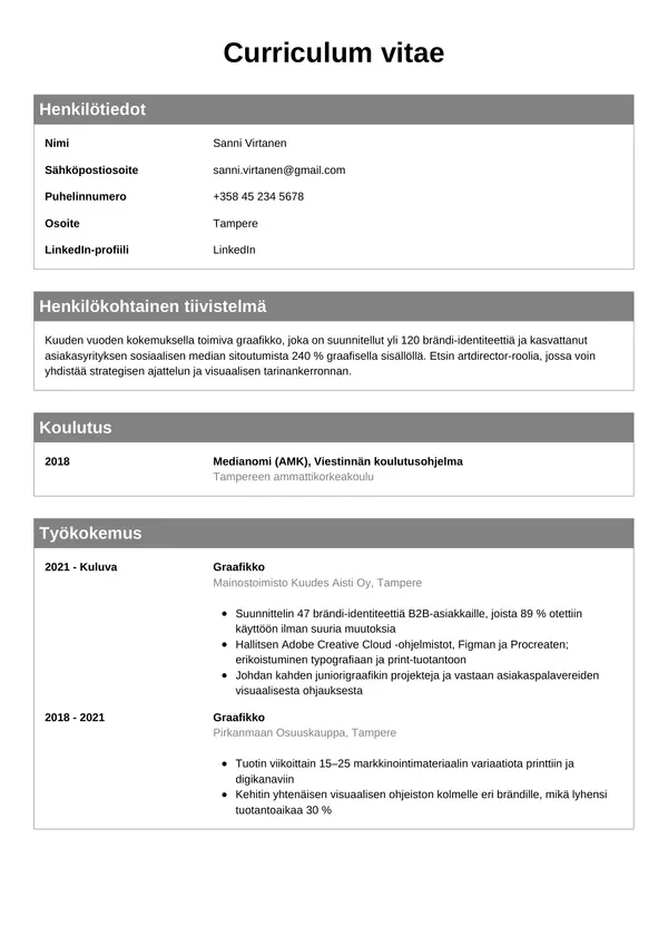 CV-pohja — Tyyli 7