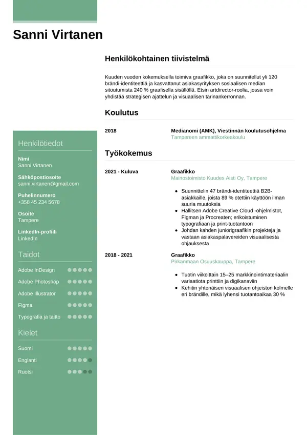 CV-pohja — Tyyli 8