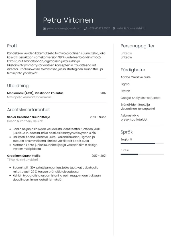 CV-pohja — Tyyli 1