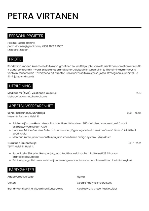 CV-pohja — Tyyli 11