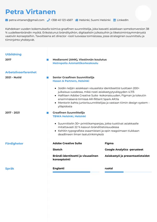 CV-pohja — Tyyli 2