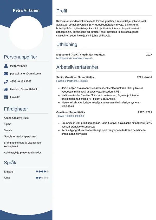 Graafinen Suunnittelija CV-pohja — Tyyli 4