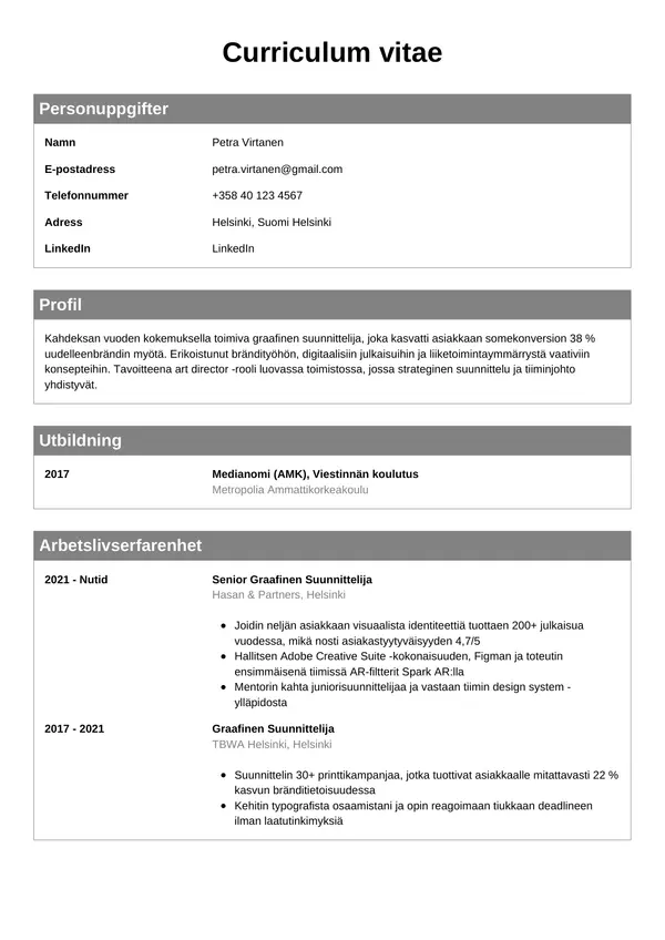 CV-pohja — Tyyli 7
