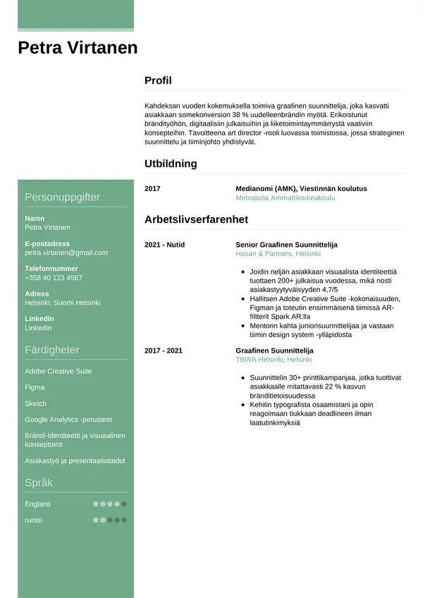 CV-pohja — Tyyli 8