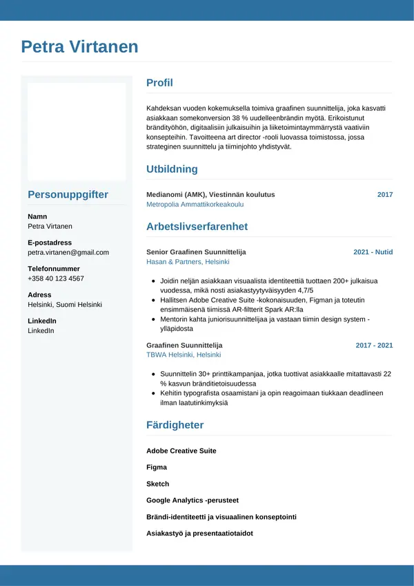 CV-pohja — Tyyli 9