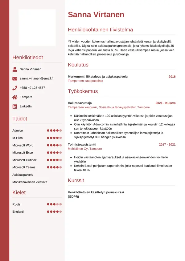 CV-pohja — Tyyli 10