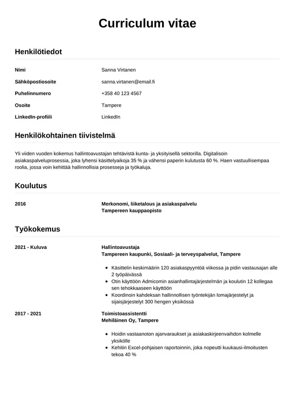 CV-pohja — Tyyli 12