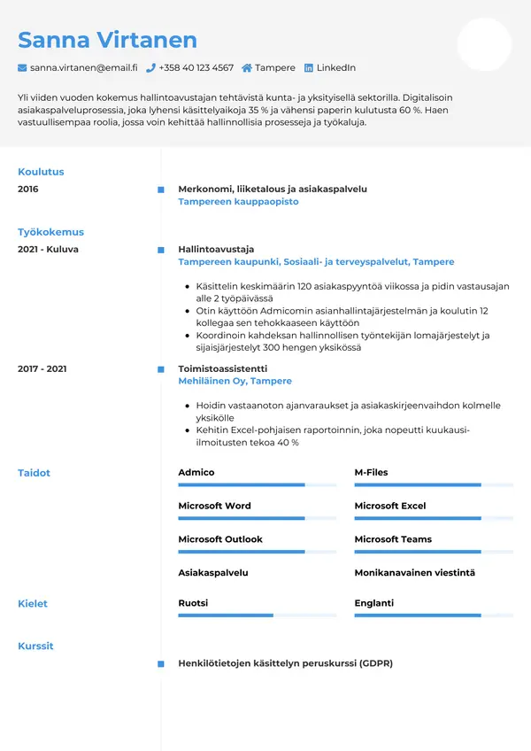CV-pohja — Tyyli 2